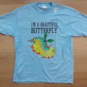 Heimlich I'm a Beautiful Butterfly - A Bug's Life - New XL Baby Blue T-Shirt